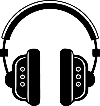 Headphones with a microphone on a white background. Vector illustration.のイラスト素材