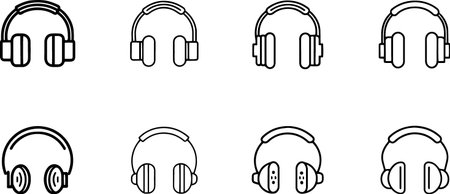 Headphones icon set, headphones vector set, headphones vector collection.のイラスト素材