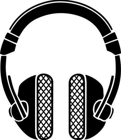 Headphones with microphone. Vector illustration isolated on a white background.のイラスト素材