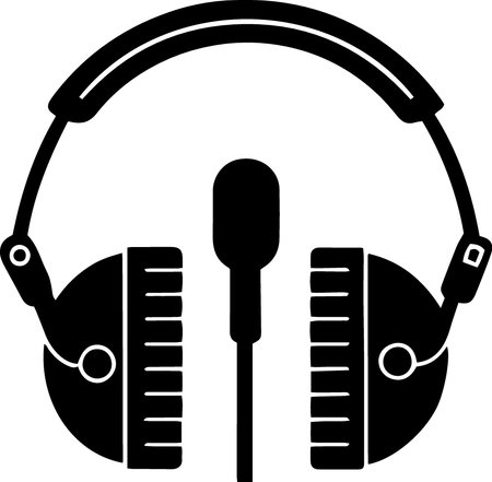 Headphones with microphone and headphones on white background. Vector illustration.のイラスト素材