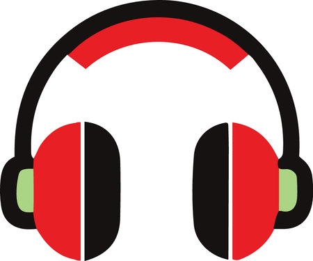 Headphones in red and black on a white background, vector illustrationのイラスト素材