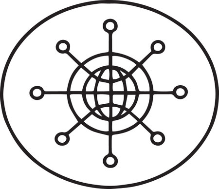 Black line Global technology or social network icon isolated on white background. Vector Illustrationのイラスト素材