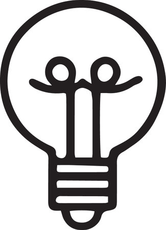 Black line Light bulb icon isolated on white background. Idea symbol. Vector Illustrationのイラスト素材