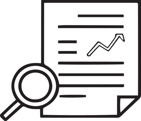 Black line Document with graph chart icon isolated on white background. Report text file icon. Accounting sign. Audit, analysis, planning. Vector Illustrationのイラスト素材