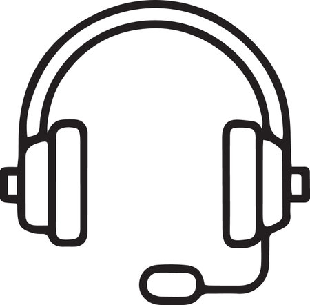 Black line Headphones icon isolated on white background. Support customer service, hotline, call center, faq, maintenance. Vector Illustrationのイラスト素材