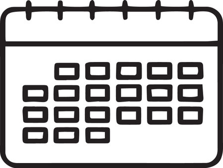 Black line Calendar icon isolated on white background. Event reminder symbol. Vector Illustrationのイラスト素材