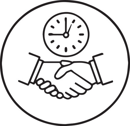 Black line Handshake icon isolated on white background. Business concept. Vector Illustrationのイラスト素材