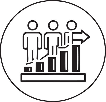 Business growth chart icon. Vector illustration. Black and white design.のイラスト素材