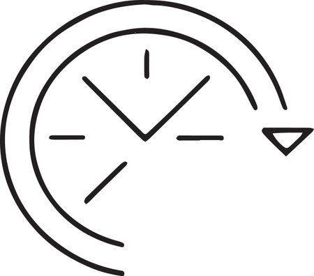 Black line Clock icon isolated on white background. Time symbol. Vector Illustrationのイラスト素材