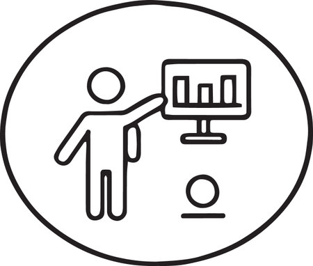 Black line Businessman with growth graph icon isolated on white background. Increasing revenue. Vector Illustrationのイラスト素材