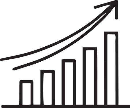 Black line Financial growth increase icon isolated on white background. Increasing revenue. Vector Illustrationのイラスト素材