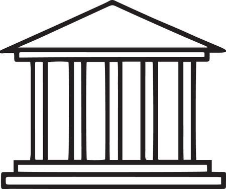 Black line Courthouse building icon isolated on white background. Vector Illustrationのイラスト素材