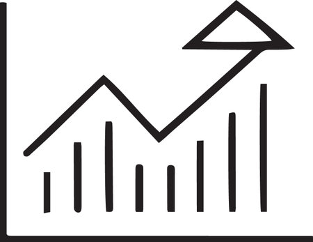 Black line Financial growth increase icon isolated on white background. Increasing revenue. Vector Illustrationのイラスト素材