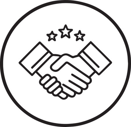 Black line Handshake icon isolated on white background. Business meeting or negotiation concept. Vector Illustrationのイラスト素材