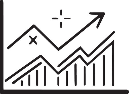 Black line Graph icon isolated on white background. Diagram sign. Vector Illustrationのイラスト素材