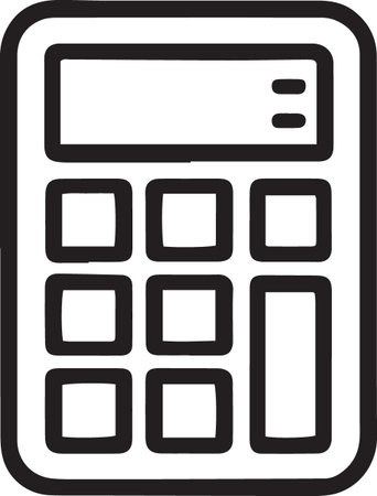 Black line Calculator icon isolated on white background. Accounting symbol. Business calculations mathematics education and finance. Vector Illustrationのイラスト素材