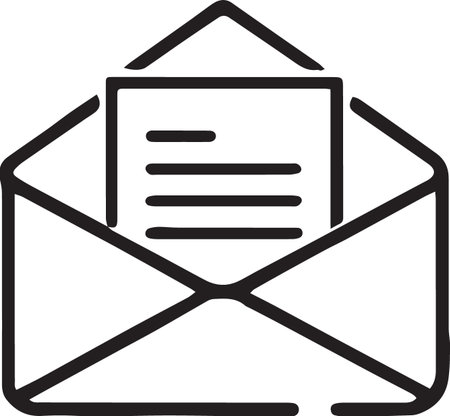 Black line Envelope icon isolated on white background. Email message letter symbol. Vector Illustrationのイラスト素材