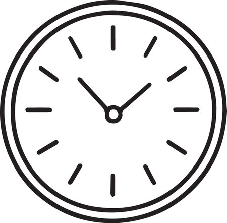 Black line Clock icon isolated on white background. Time symbol. Vector Illustrationのイラスト素材