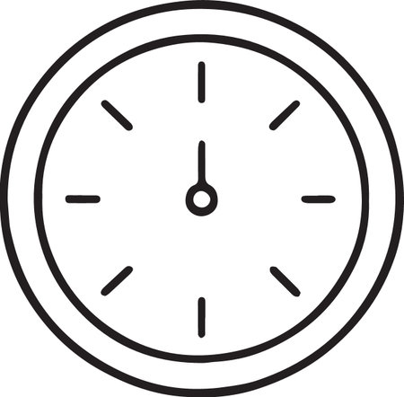 Black line Clock icon isolated on white background. Time symbol. Vector Illustrationのイラスト素材