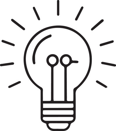 Black line Light bulb icon isolated on white background. Idea symbol. Vector Illustrationのイラスト素材