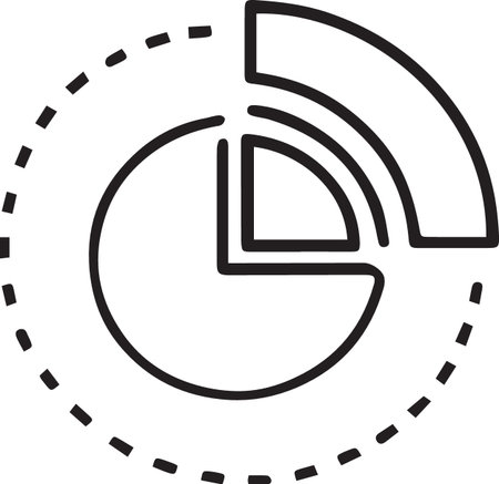 Black line Pie chart infographic icon isolated on white background. Diagram chart sign. Vector Illustrationのイラスト素材