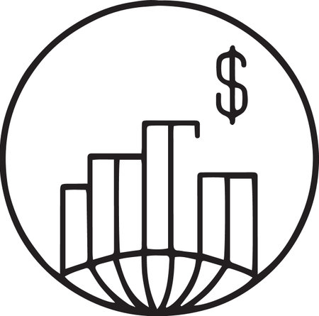 Black line Financial growth icon isolated on white background. Increasing revenue. Vector Illustrationのイラスト素材
