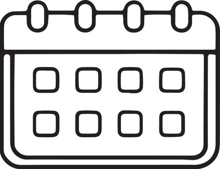 Black line Calendar icon isolated on white background. Event reminder symbol. Vector Illustrationのイラスト素材