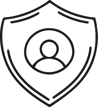 Black line User protection icon isolated on white background. Secure user login, password protected, personal data protection, authentication. Vector Illustrationのイラスト素材