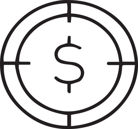 Black Target with dollar symbol icon isolated on white background. Investment target icon. Successful business concept. Cash or Money. Vector Illustrationのイラスト素材