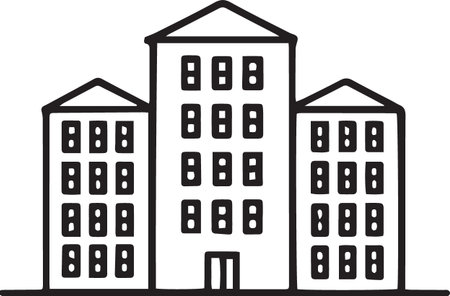 Black line House icon isolated on white background. Home symbol. Vector Illustrationのイラスト素材