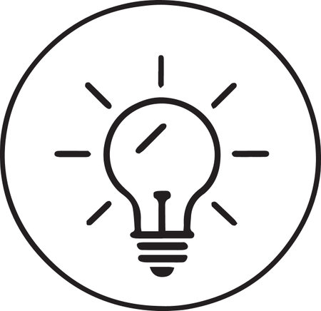 Black line Light bulb icon isolated on white background. Idea symbol. Vector Illustrationのイラスト素材