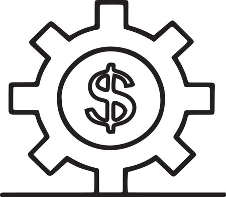 Black line Gear and dollar symbol icon isolated on white background. Cogwheel gear settings sign. Business and finance concept. Vector Illustrationのイラスト素材