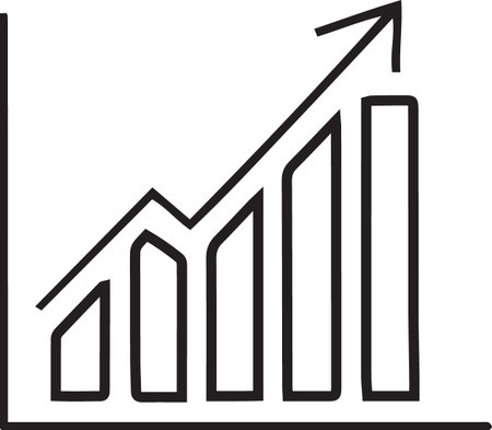 Black line Financial growth increase icon isolated on white background. Increasing revenue. Vector Illustrationのイラスト素材