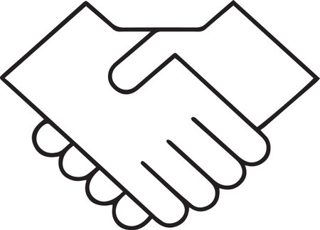 Black line Handshake icon isolated on white background. Vector Illustrationのイラスト素材