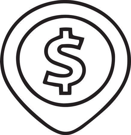 Black line Shield with dollar symbol icon isolated on white background. Security, safety, protection, privacy concept. Vector Illustrationのイラスト素材