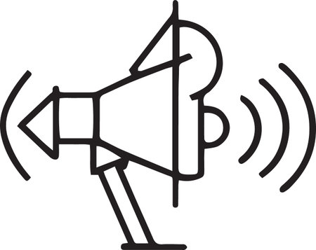 Black line Megaphone icon isolated on white background. Speaker sign. Vector Illustrationのイラスト素材