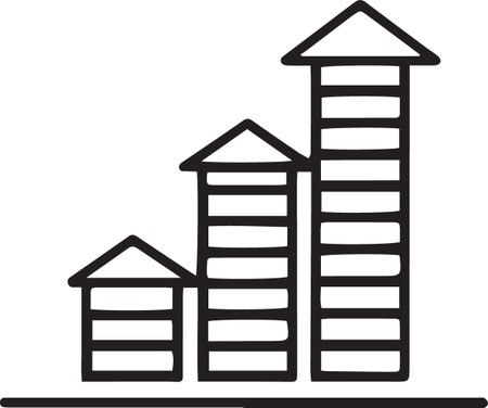 Black line Financial growth increase icon isolated on white background. Increasing revenue. Vector Illustrationのイラスト素材