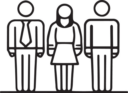 Businessman and businesswoman standing in line. Business people concept.のイラスト素材