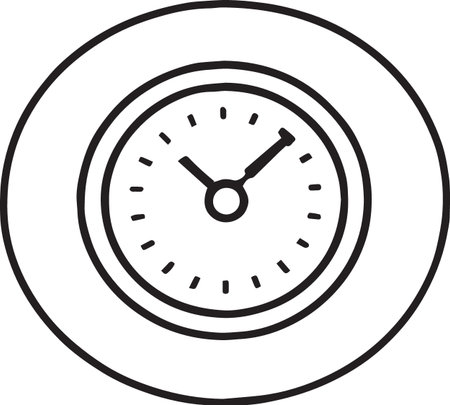 Black line Clock icon isolated on white background. Time symbol. Vector Illustration