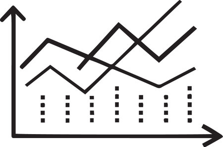 Black line Financial growth increase icon isolated on white background. Increasing revenue. Vector Illustrationのイラスト素材