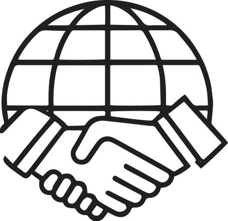 Black line Handshake icon isolated on white background. Successful business concept. Vector Illustrationのイラスト素材