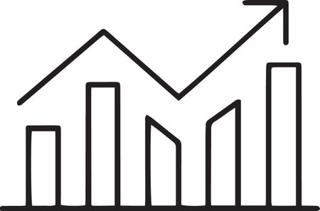 Black line Laptop with graph chart icon isolated on white background. Report text file icon. Accounting sign. Audit, analysis, planning. Vector Illustrationのイラスト素材