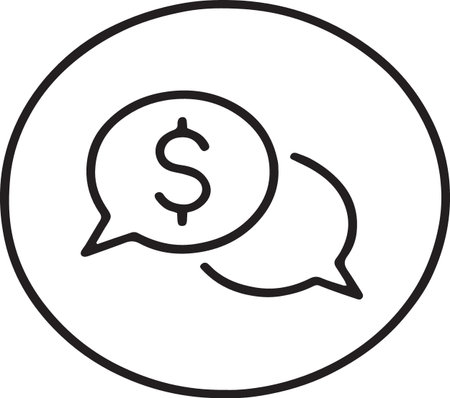 Black line Speech bubble with dollar icon isolated on white background. Money speech bubble. Vector Illustrationのイラスト素材