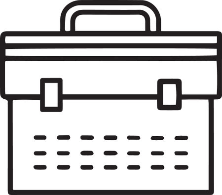 Black line Toolbox icon isolated on white background. Tool box sign. Vector Illustrationのイラスト素材