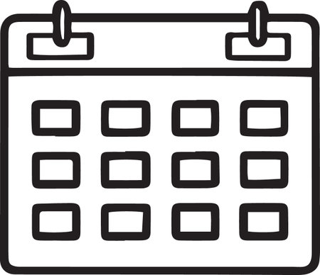 Black line Calendar icon isolated on white background. Event reminder symbol. Vector Illustrationのイラスト素材