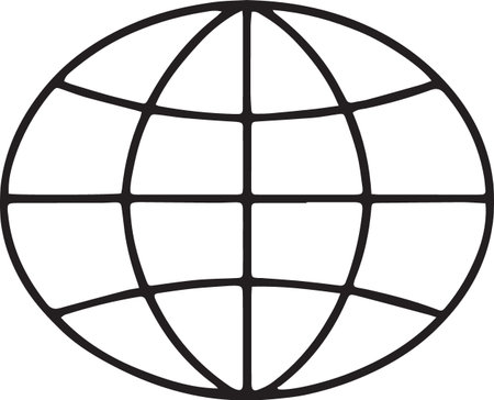 Black line Globe icon isolated on white background. World or Earth sign. Global internet symbol. Geometric shapes. Vector Illustrationのイラスト素材