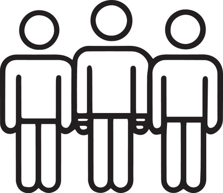 Black line Group of people icon isolated on white background. Vector Illustrationのイラスト素材