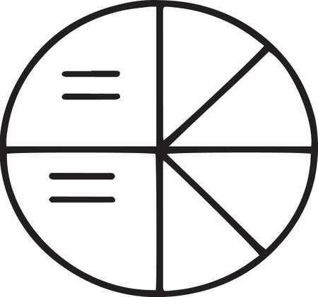 Black line Pie chart infographic icon isolated on white background. Diagram chart sign. Vector Illustrationのイラスト素材