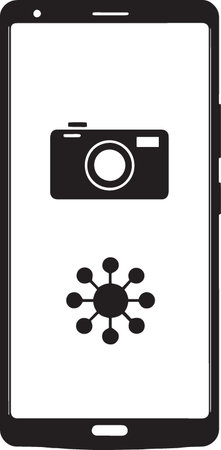 smartphone with a camera on a white background. Vector illustration.のイラスト素材