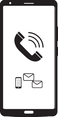 Phone icon with envelope and phone receiver on white background. Vector illustration.のイラスト素材